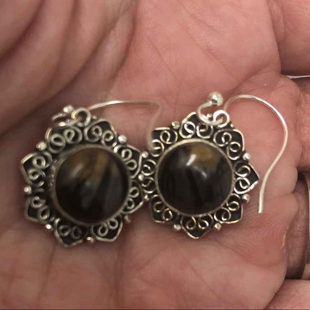 925 Sterling Silver & Tigers Eye Earrings